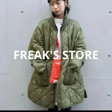 프릭스스토어 하이넥 리브 퀼트 코트