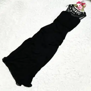 롱 원피스 슬리브리스 드레스 블랙 시스루 시어