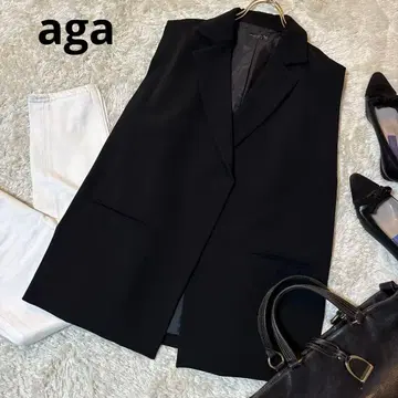 새상품급*야마다야 Aga 박스 실루엣 베스트 블랙 블랙 루즈핏 베스트