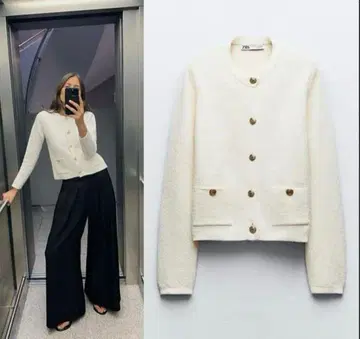 완판 화이트 니트 자켓