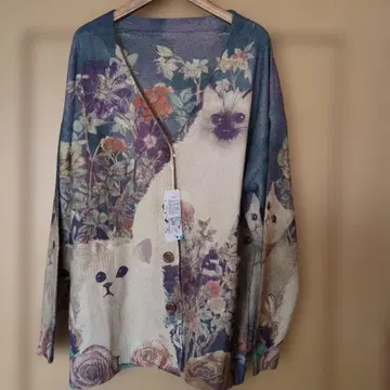 스칼라 가디건 고양이 패턴