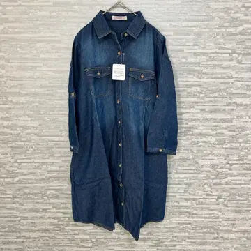 이마쥬 벨트끈 데님 셔츠 원피스 긴팔 9호 택 포함 새상품