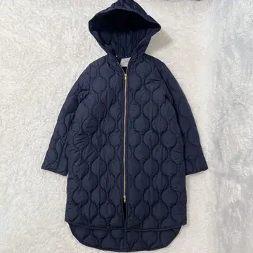 엠마 테일러 퀼팅 롱 코트 후드 라이너 3way 네이비