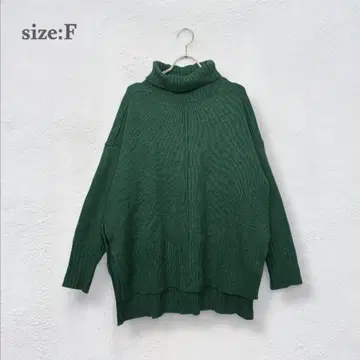 터틀넥 스웨터 니트 빅 루즈 오버사이즈 그린 가을/겨울