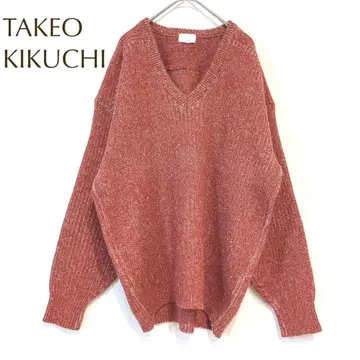 다케오 키쿠치 [ L ] 니트 V넥 캐주얼 빅 루즈핏 심플