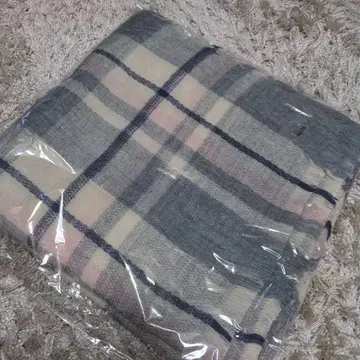 체크 무늬 머플러 그레이 베이지 핑크