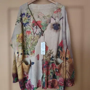 스칼라 가디건 고양이 패턴