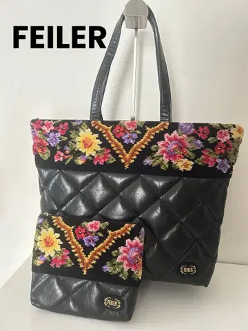 [페이러] 꽃무늬 자수 퀼팅 토트백 파우치 포함 새상품급