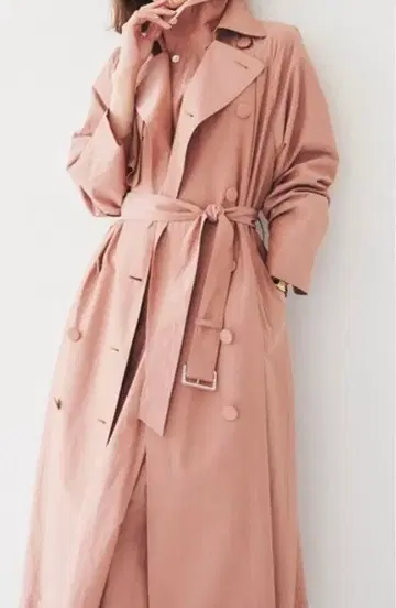 미사용 새상품 언타이틀 라이트 코튼 트렌치코트 핑크