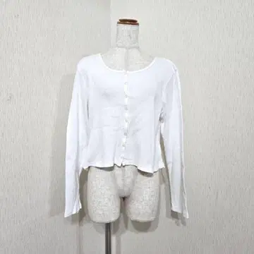 GAP 코튼 리브 가디건 화이트 ( L ) 긴팔 베이직 심플