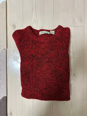 빨간색 니트 스웨터 긴팔 래글런