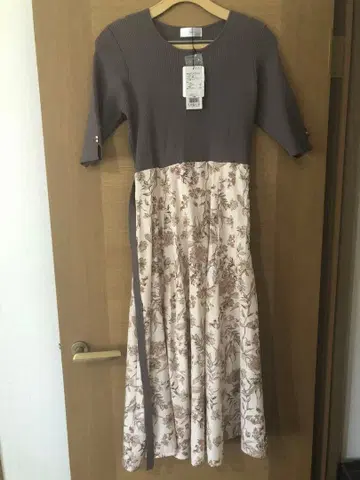 인덱스 원피스 니트 꽃무늬