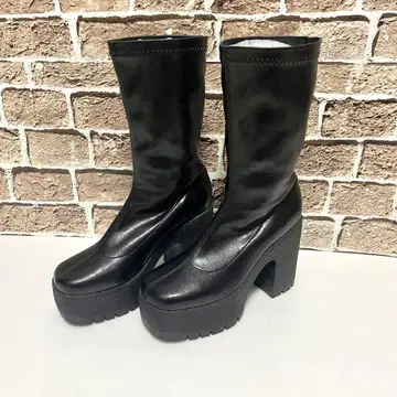 RAY BEAMS 통굽 스트레치 부츠 블랙 23.5cm 슬림 레그 모드