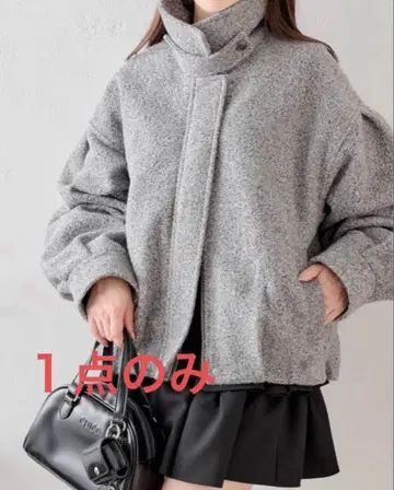 새상품 [ Chico ] 스탠드 트위드 지퍼 블루종