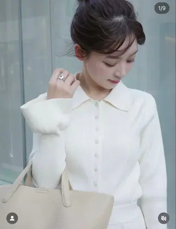 BASEMENTonline 카라 부착 소매 플레어 니트