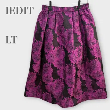 이디트 자카드 플레어 스커트 꽃무늬 퍼플 L 허리밴딩