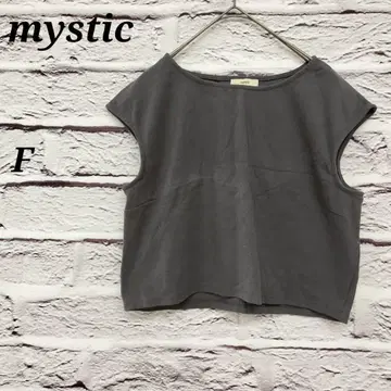 미스틱 [ F ] 보트넥 슬리브리스 티셔츠 프렌치 크롭 그레이