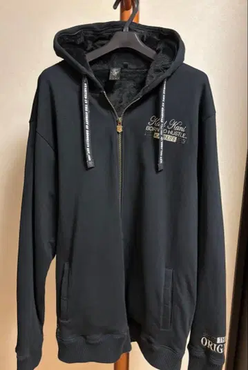 Karl Kani 풀 집업 보아 안감 후드티 블랙 XXL