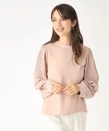 인덱스 플리츠 슬리브 블라우스