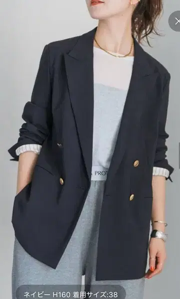 새상품급! 스픽 앤 스팬 플레인 위브 더블 브레스트 자켓 38