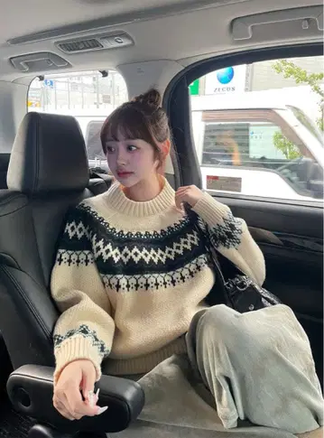 ILLIT BEB 노르딕 아가일 무늬 니트탑[gn442]