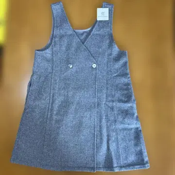 미착용 택 포함 밤색  그레이 더블 버튼 베스트 튜닉