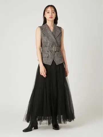 FRAY I.D 베스트 샤샤 스커트 셋업 BLK