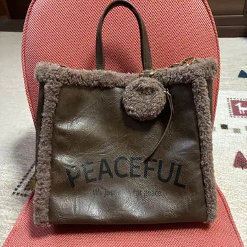 스콧 클럽 PEACEFUL 퍼 브라운 토트백
