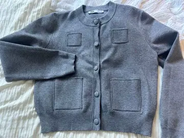 ZARA 자라 플레인 니트 자켓 패디드 숄더