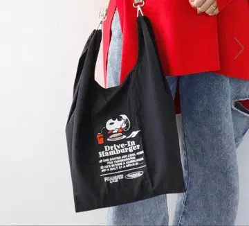 PEANUTS 스누피 에코백 블랙 스트랩 포함 서브백