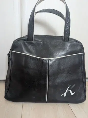 키타무라 핸드백 다크 네이비 x 화이트