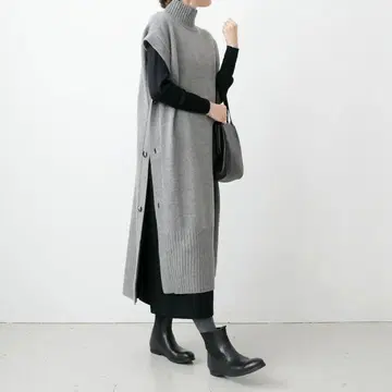 컨디션 최상 SACRA(사쿠라) 그레이 롱 니트 원피스 M