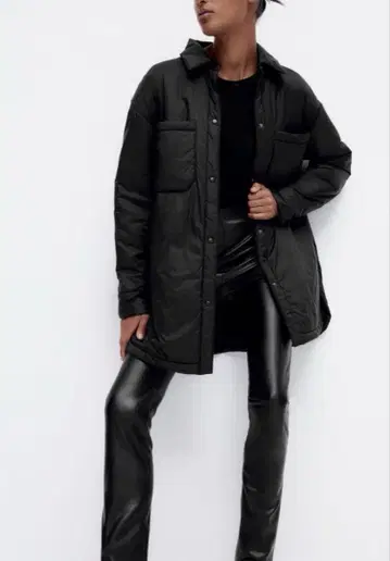 자라 충전솜 셔츠 블루종 블랙 XS