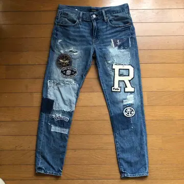 폴로 랄프 로렌 보이프렌드 데님 와펜 데미지 가공 슬림 26