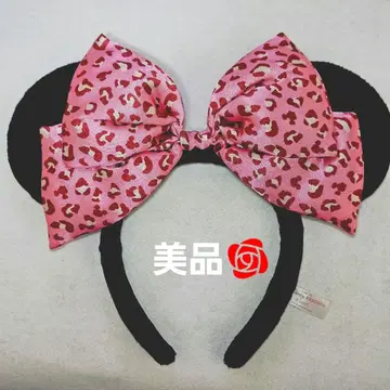 초레어 디즈니/미니/머리띠/핑크/레오파드 무늬/리본