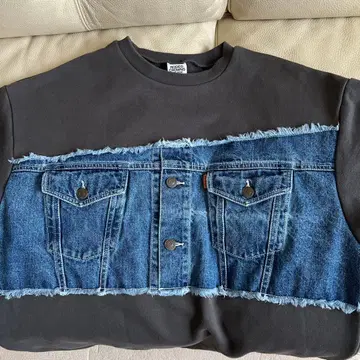 RODEO CROWNS 데님 패널 맨투맨