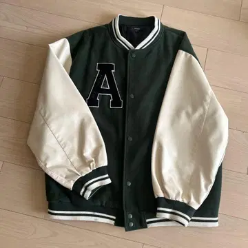 자수 바시티 자켓 다크 그린