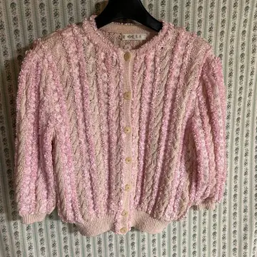 핑크 케이블 니트 가디건