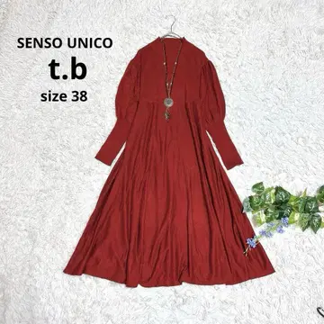 새상품급 센소유니코 롱 니트 원피스 퍼프 슬리브 리브 소매 모크넥