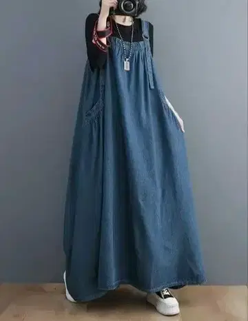 미디엄 블루 데님 플레어 스커트 일본 사이즈 L