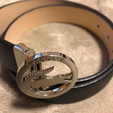 컨디션 최상 LACOSTE 여성용 가죽 벨트 악어 실버 버클