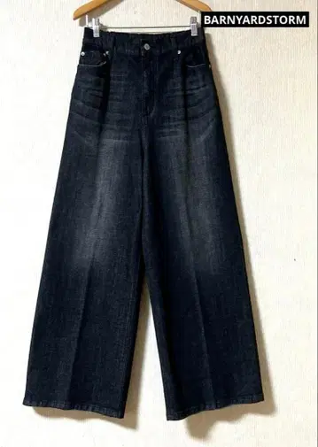 BARNYARDSTORM 소프트 허리 와이드 데님 팬츠 유즈드 블랙