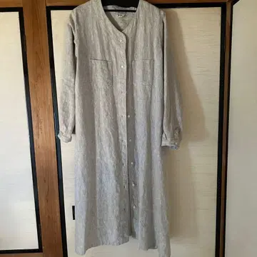 그레이 버튼 셔츠 원피스 긴팔