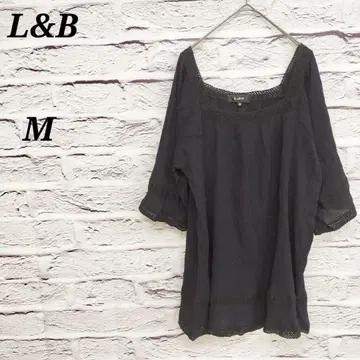 L&B [ M ] 5부 소매 풀오버 블라우스 티셔츠 레이스 스퀘어넥