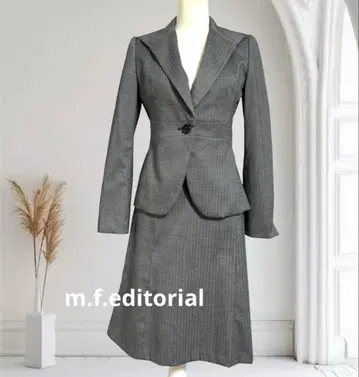 m.f.editorial 그레이 스트라이프 스커트 수트 셋업 M