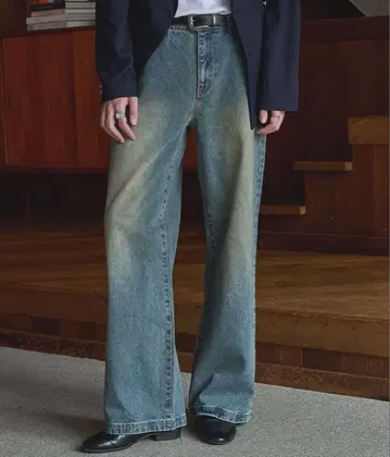 [ LURAKU ] 세미 플레어 워시 데님