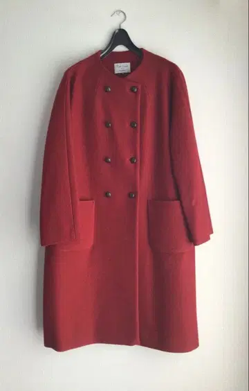 컨디션 최상 Le minor 노카라 울링 소프트 압축 코트 빨간색 38