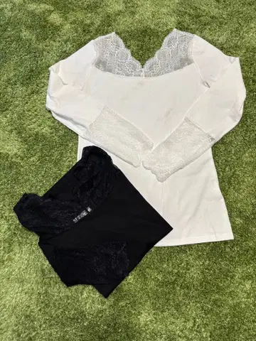 [ HUG.U ] 레이스 긴팔 2장 세트