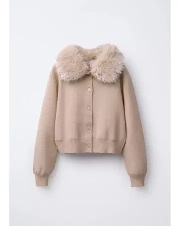 ZARA 인조 모피 카라 탈부착 가능 니트 자켓