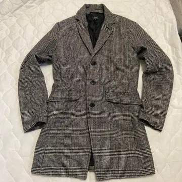 체크 무늬 체스터 코트 남성용